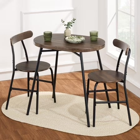 Best Choice Products 3-Piece Modern Oval Dining Table Set, Small Kitchen Dinette w/ 2 Chairs - Dark Brown/Black - D11 - 601