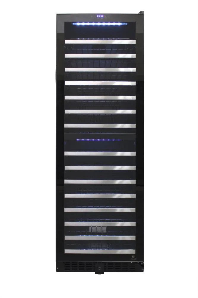 Vinotemp 23.5-in W 155-Bottles Black Dual Zone Cooling Built-In /freestanding Indoor Wine Cooler