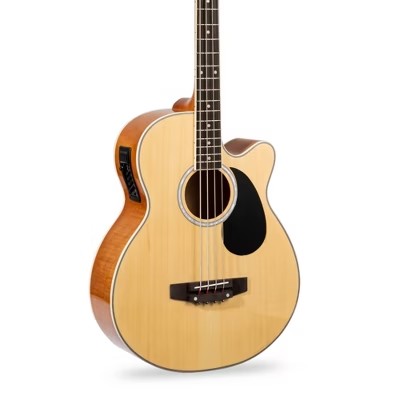 Best Choice Products 22-Fret Full Size Acoustic Electric Bass Guitar w/ 4-Band Equalizer, Adjustable Truss Rod - Natural - E10 - 1070
