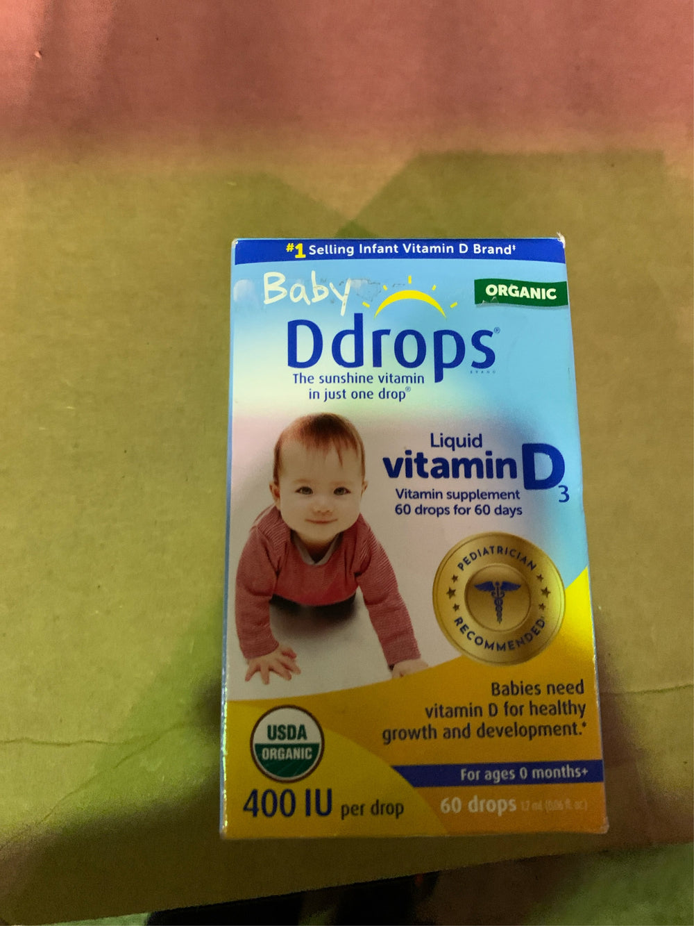 (Lot of 2) Ddrops Baby Vitamin D 400 IU Organic Liquid Drops - 0.06 fl oz - K9-0114