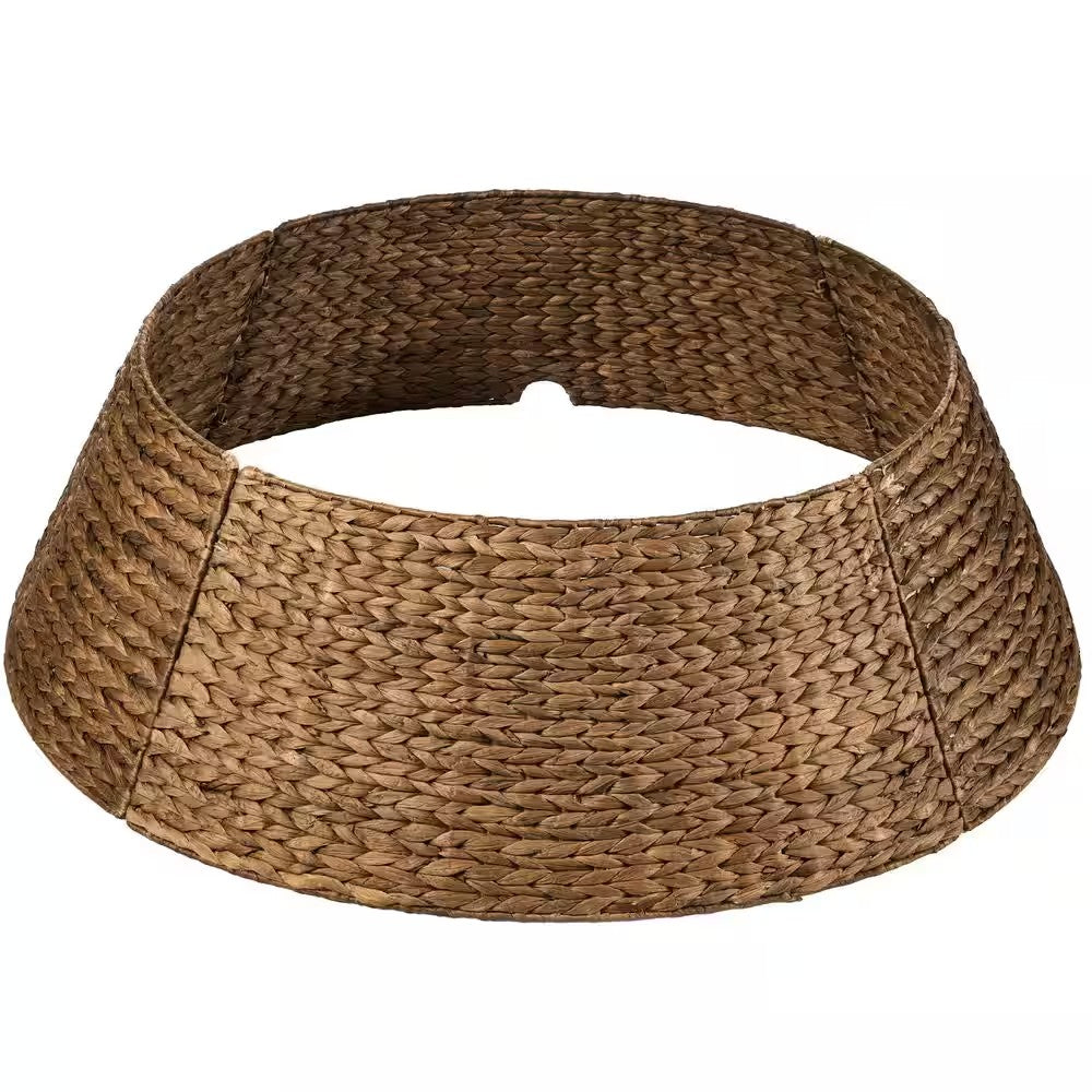 24 in. Chestnut Woven Hyacinth Christmas Cellulose Tree Collar with Cord Cut-Out - F9 - 1059 -E1-1638