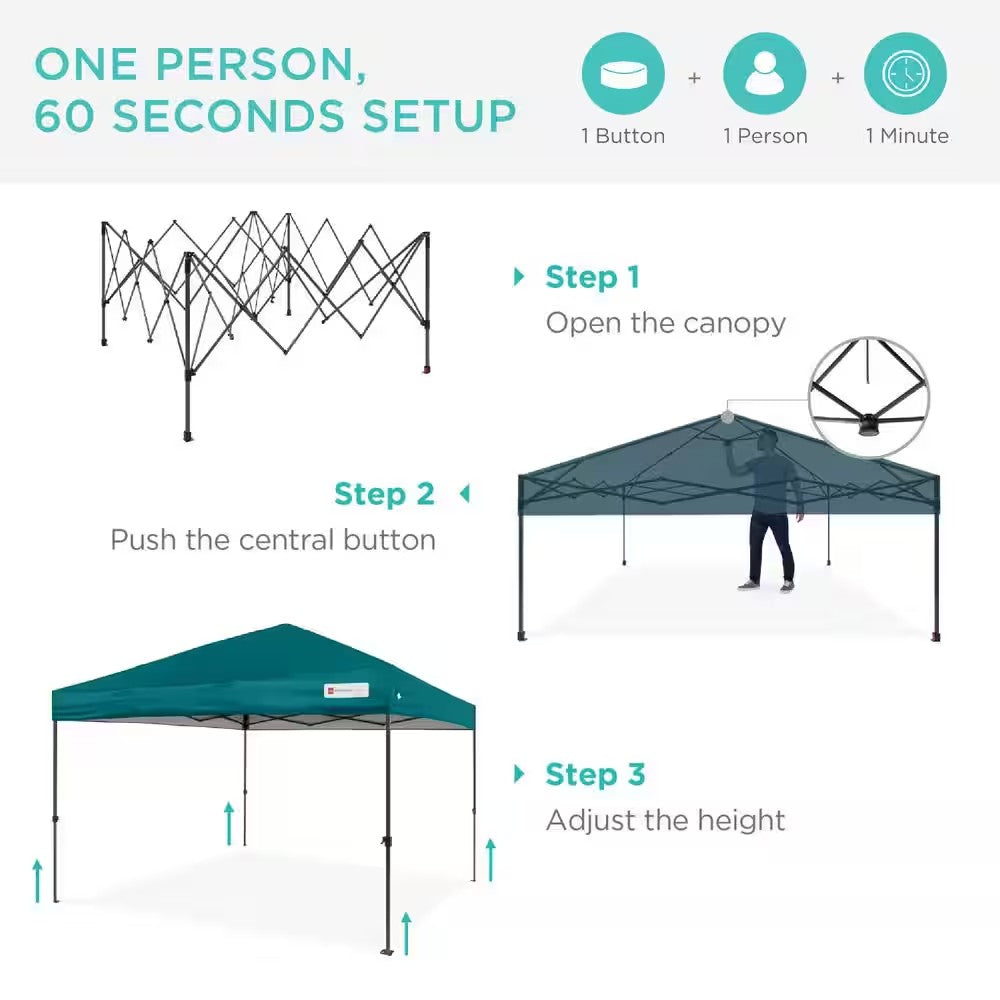 10 ft. x 10 ft. Cerulean Easy Setup Pop Up Canopy Instant Portable Tent w/1-Button Push and Carry Case - C3 - 1024