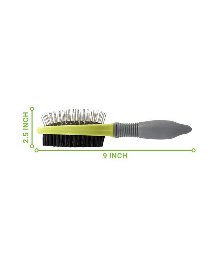 Precious Tails Dog Brush, Cat Brush, Pet Detangling Grooming Brush, Double Sided Soft Bristles Slicker Brush for Hair Removal of Pets - Green - S -F9-0118