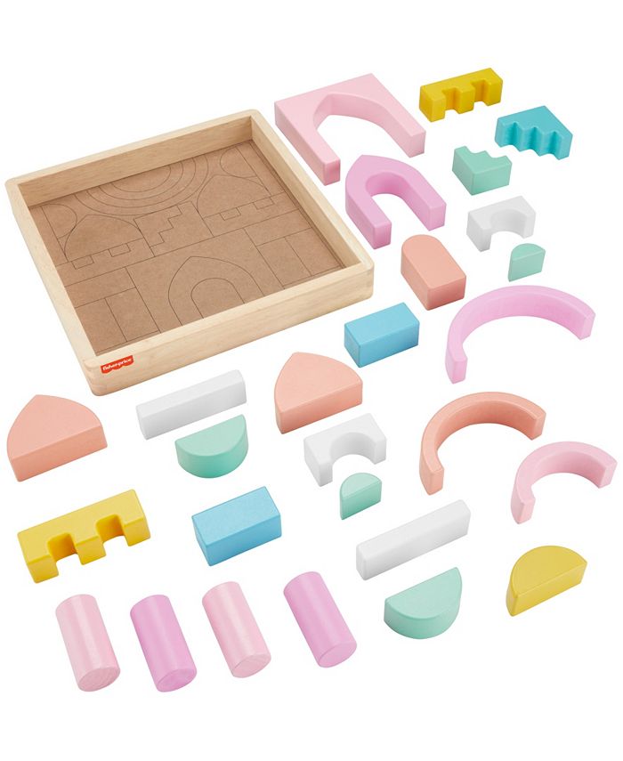 Fisher Price Toddler Toy Castle Block Set, 28 Wood Pieces - Multi - No Size 1304