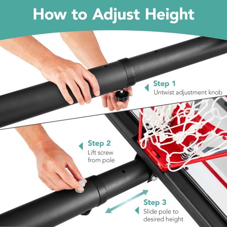 Best Choice Products Adjustable Regulation-Size Basketball Hoop, Portable Sport System w/ Fillable Base, 2 Wheels - Clear - H4 - 1016