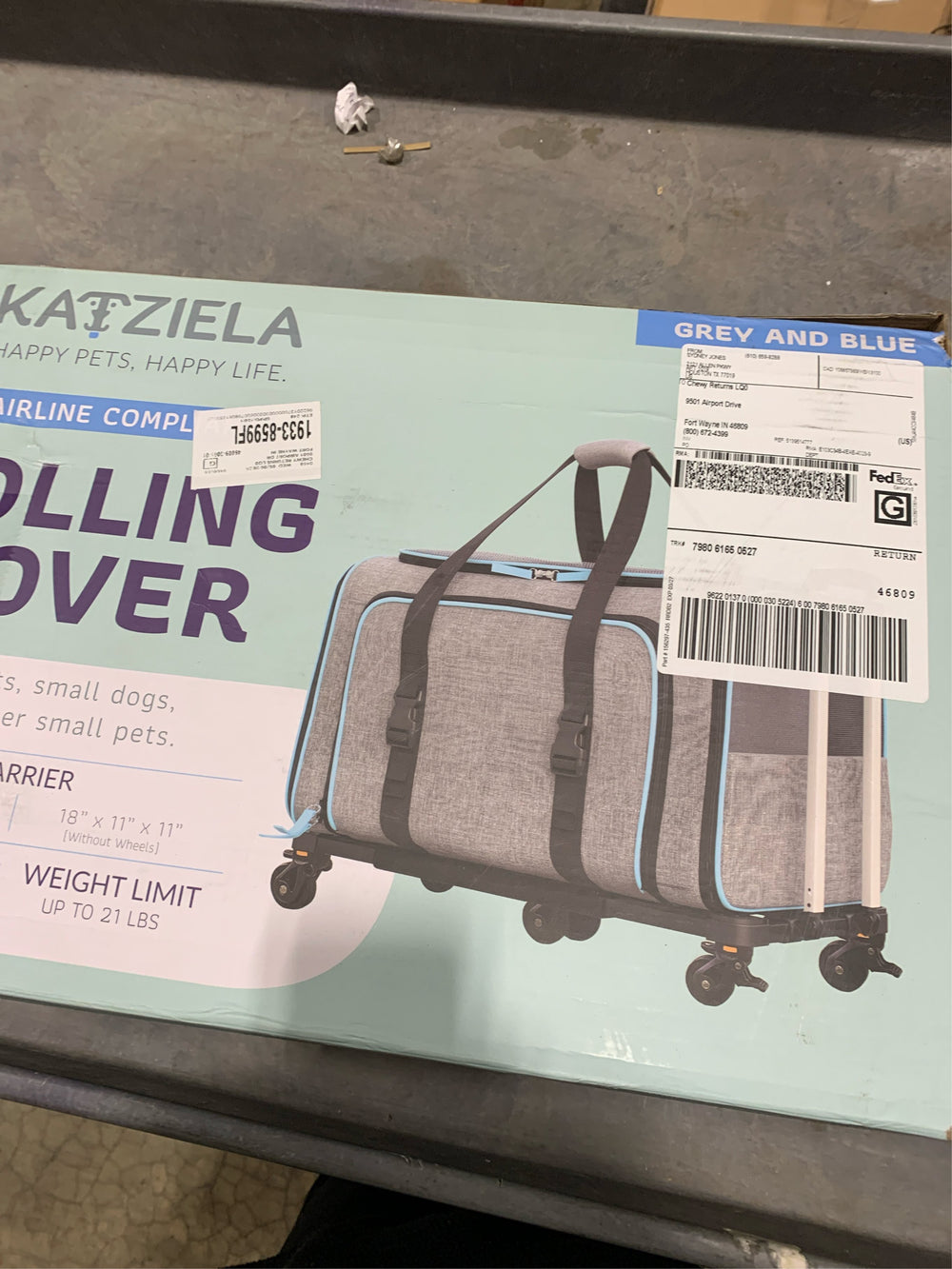Katziela Rolling Rover Airline Compliant Expandable Wheeled Pet Carrier -A6-0507
