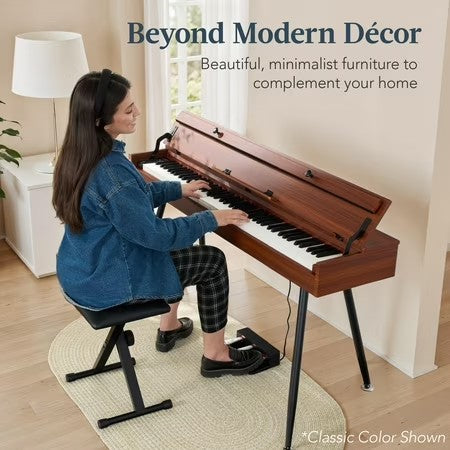 Best Choice Product Modern 88 Key Fully Weighted Desk Style Digital Piano w/ Metal Legs, 3 Sustain Pedal - Black - F3 - 1654