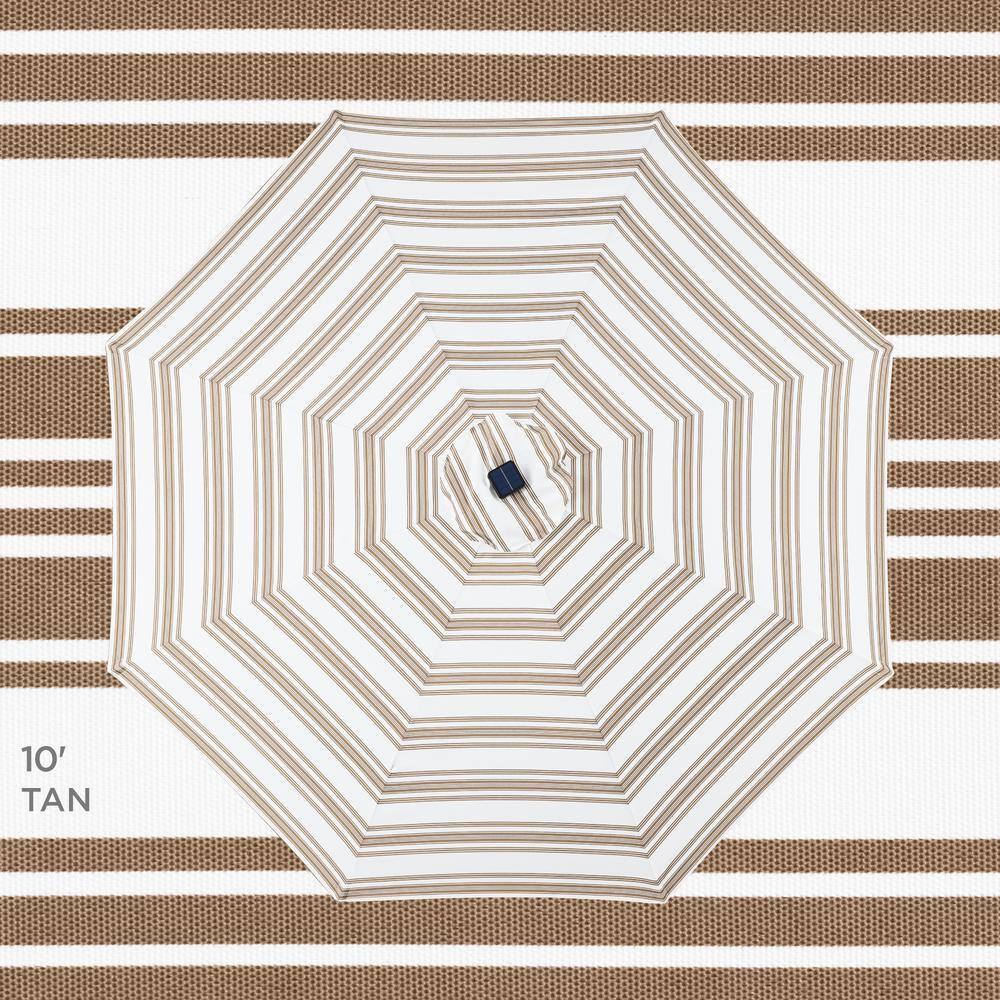 10 ft. Market Solar LED Lighted Tilt Patio Umbrella with UV-Resistant Fabric in Tan Stripe - A4 - 502