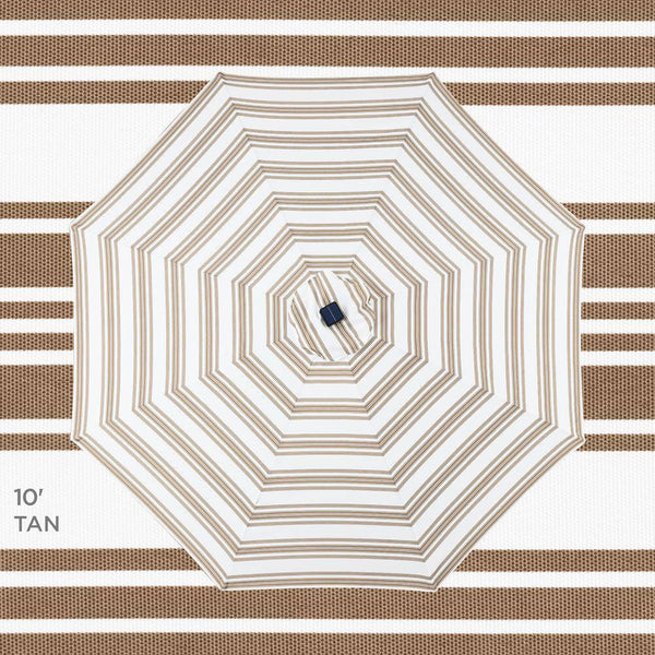 10 ft. Market Solar LED Lighted Tilt Patio Umbrella with UV-Resistant Fabric in Tan Stripe - A4 - 502