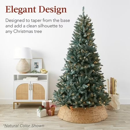 Best Choice Products 42in Woven Hyacinth Christmas Tree Collar, Tree Skirt Accessory w/ Cord Cut-Out - Tobacco -E1-1640