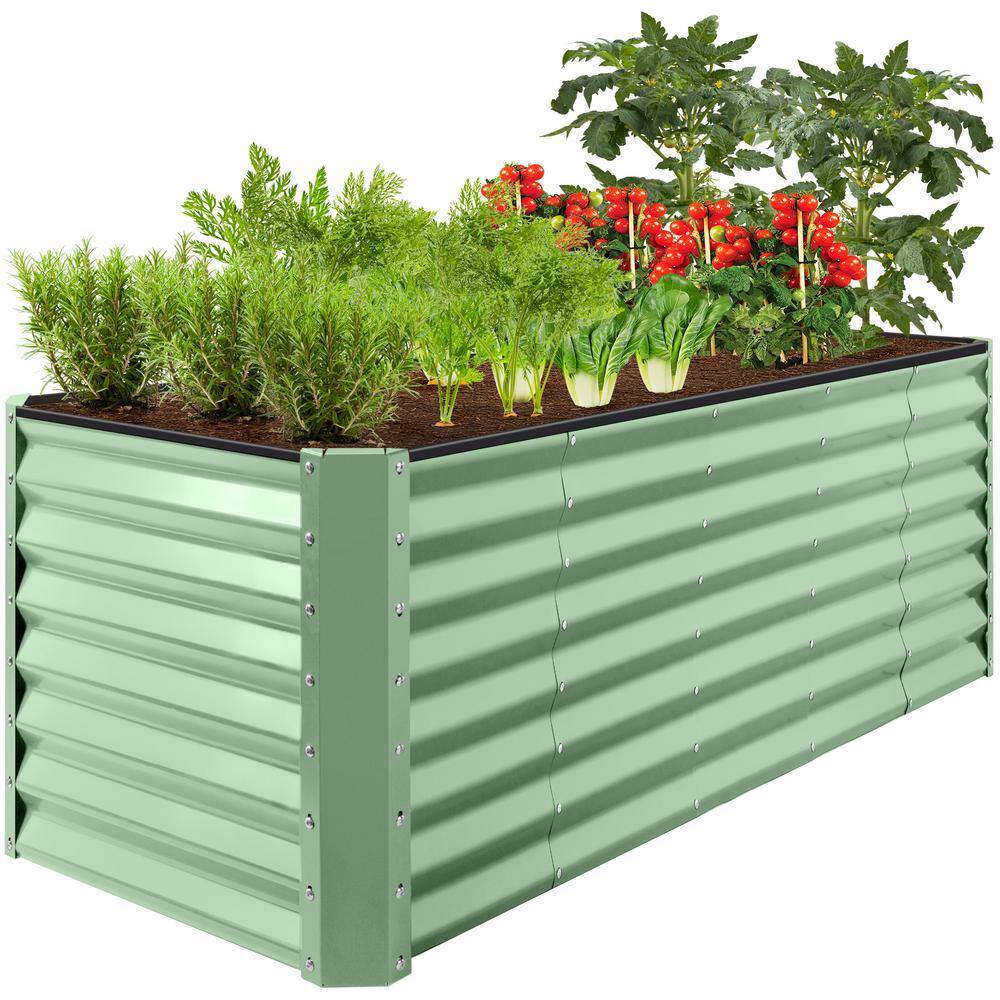 8 ft. x 2 ft. x 2 ft. Sage Green Rectangular Steel Raised Garden Bed Planter Box for Vegetables, Flowers, Herbs - M5-1934
