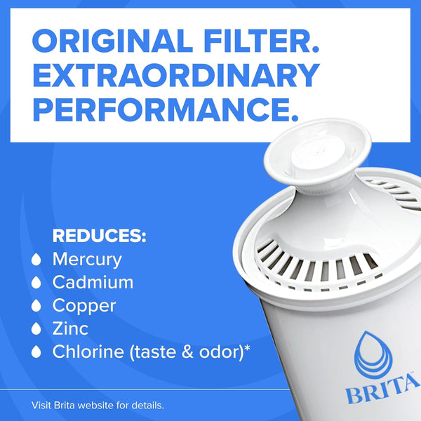 Brita Extra-Large 27-Cup Water Filter Dispenser with Standard Filter, WQA NSF/ANSI Certified, Removes Chlorine Taste & Odor, Reduces Zinc Copper & Mercury, BPA-Free, 1 Filter Included, Lasts 2 Months - K3 - 1422