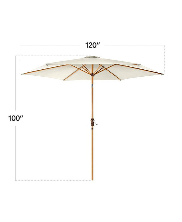 Best Choice Products 10ft Outdoor Woodgrain Pattern Steel Market Patio Umbrella w/ Crank, Tilt - Ivory/Cream 1743