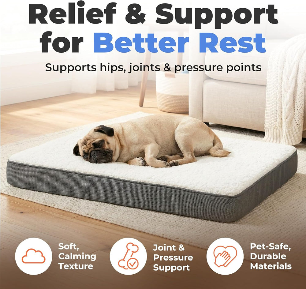Best Pet Supplies Orthopedic Dog Bed with Memory Foam, Washable Dog Crate Mat for Small, Medium & Large Dogs, Thick Mattress for Crates, Kennels or Floor, Waterproof Pet Bed - Gray, 41 x 29 x 4 - C11 - 1269