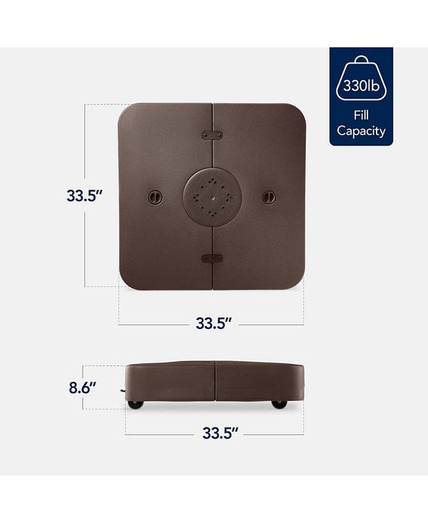 Best Choice Products Heavy-Duty Outdoor Cantilever Base Stand w/ Wheels, Locks, Fillable 330lb Capacity - Brown 1833