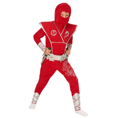 Morph Kids Red Ninja Costume Toys Boys Girls Samurai Warrior Fancy Dress Book Week Halloween Red M 1310