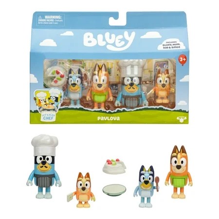 Bluey Pavlova 4 Pack, Four 2.5-3" Figures, Include