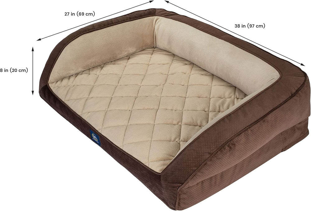 Serta Ortho Quilted Couch Pet Bed, Large, Blue - J4 - 1991