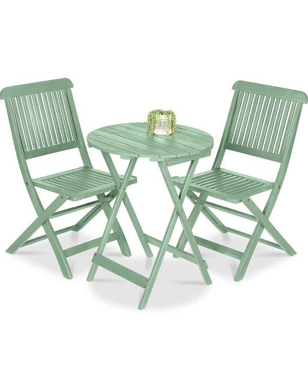 Best Choice Products 3-Piece Acacia Wood Bistro Set, Folding Patio Furniture w/ 2 Chairs, Table - Green -M8-0042