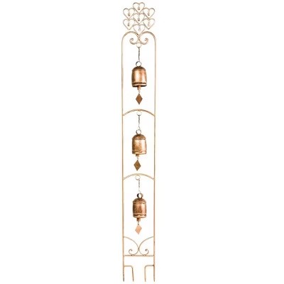 Wind & Weather Three-Bell Wind Chime Metal Garden Stake With Weathered Bronze-Colored Finish - E11 - 1143