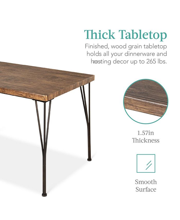 Best Choice Products 5-Piece Indoor Modern Metal Wood Rectangular Dining Table Furniture Set w/ 4 Chairs - Brown - H7 - 1077