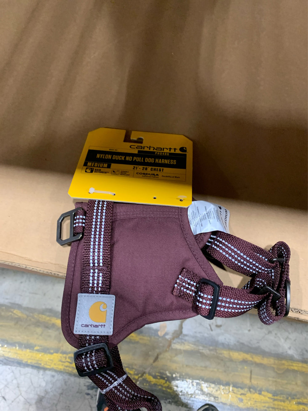 Carhartt Nylon Duck No Pull Dog Harness, Fully Adjustable Dog Harness with Quick Control Handle and Reflective Accents, Deep Wine, Medium -K10-1661
