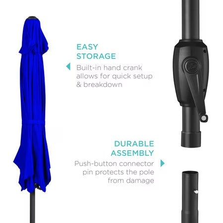 Best Choice Products 7.5ft Heavy-Duty Outdoor Market Patio Umbrella w/ Push Button Tilt, Easy Crank - Cobalt Blue -L14-1918 -K14-1932