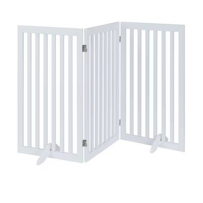 unipaws Classic Indoor Dog Gate Wooden Pet Safety Gate - White - 60"W x 36"H -H9-0191