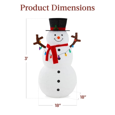 Best Choice Products 3ft Lighted Pop-Up Snowman, Outdoor Christmas Holiday Decoration w/ 100 LED Lights, Hat , Scarf - C5 1409