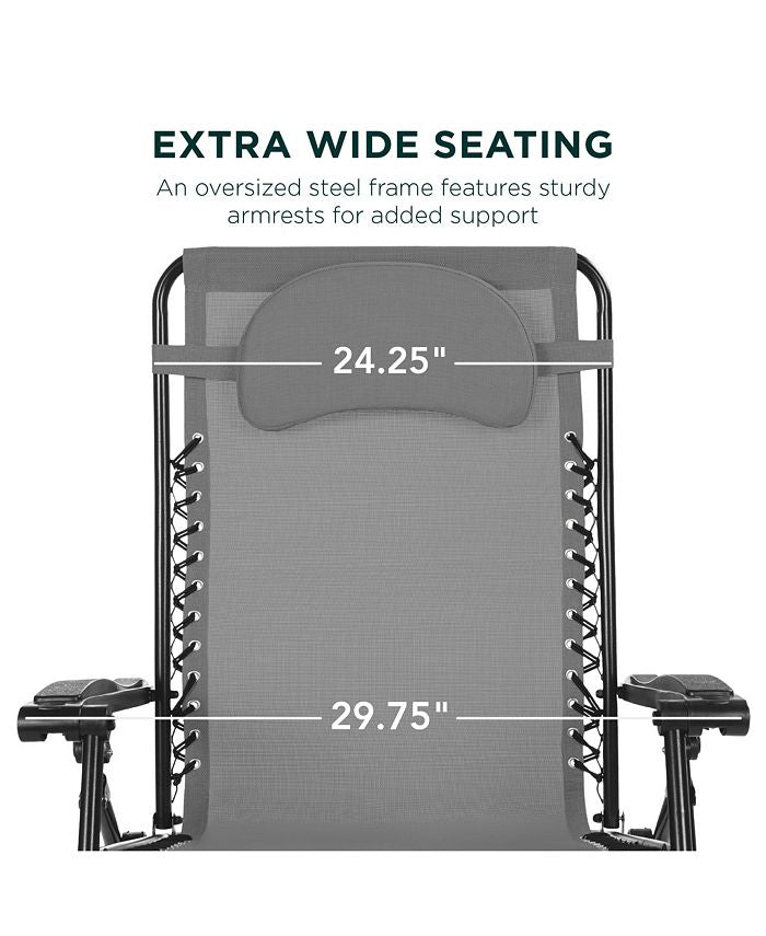 Best Choice Products Oversized Zero Gravity Chair, Folding Outdoor Patio Recliner w/ Cup Holder -M1-1368