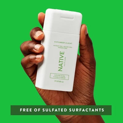 (Lot of 3) Native Travel Size Vegan Cucumber & Mint Natural Volume Conditioner, Clean, Sulfate, Paraben and Silicone Free - 3 fl oz - L9 - 133