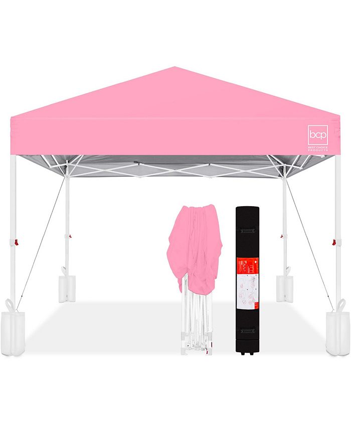 Best Choice Products 10x10ft Easy Setup Pop Up Canopy w/ 1-Button Setup, Wheeled Case, 4 Weight Bags - Multi - B2 - 1019