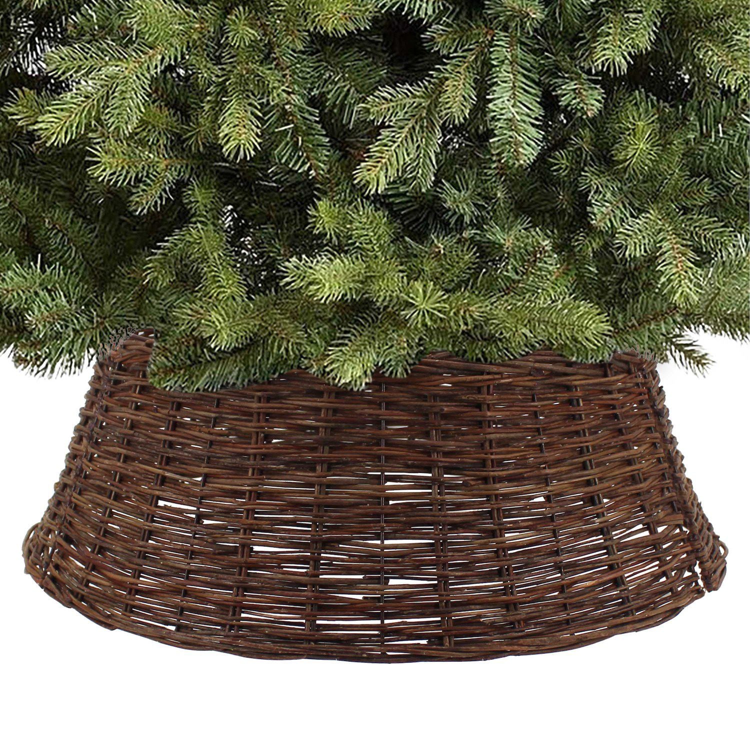 St. Nicholas Square Brown Woven Wicker Tree Collar