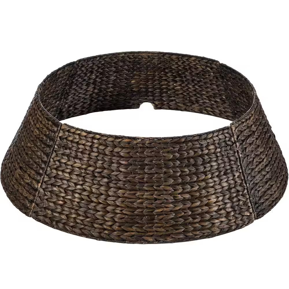 36 in. Tobacco Woven Hyacinth Christmas Cellulose Tree Collar with Cord Cut-Out -E2-1650