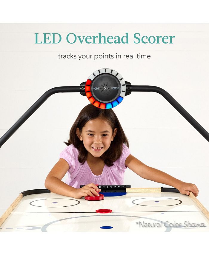 Best Choice Products 54in MDF Air Hockey Game Table w/ LED Lights, Scoreboard, Powerful Motor - Brown - No Size - H6 - 1
