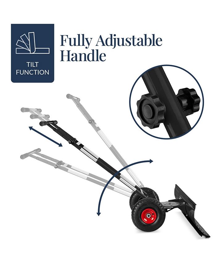 Best Choice Products Adjustable Handle, Blade Angle, Reflective Tape 36in Hand Snow Pusher w/ 2 Wheels - Black - F9 - 1030