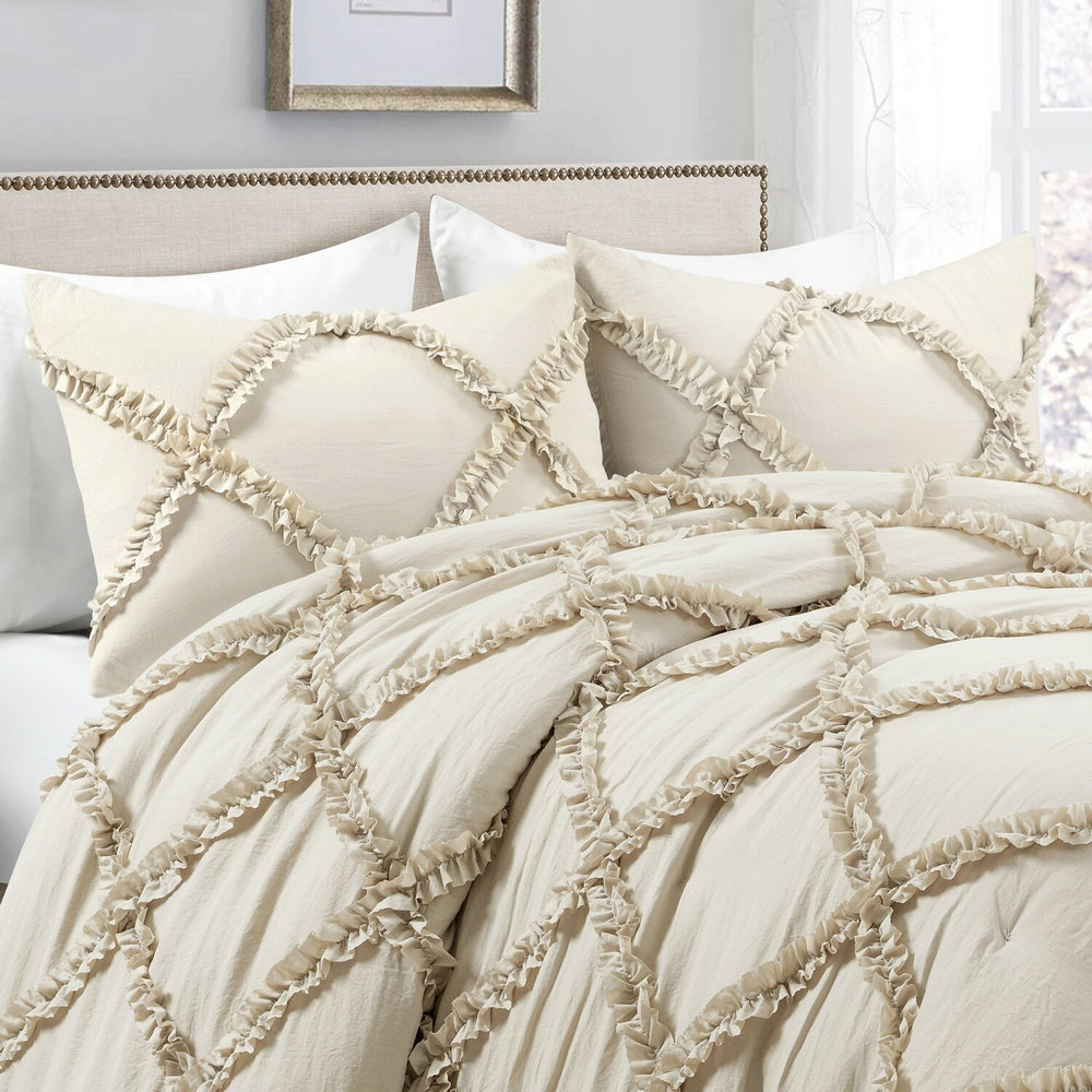 Lush Decor Neutral Solid King Comforter with (Fill) - G6 - 866