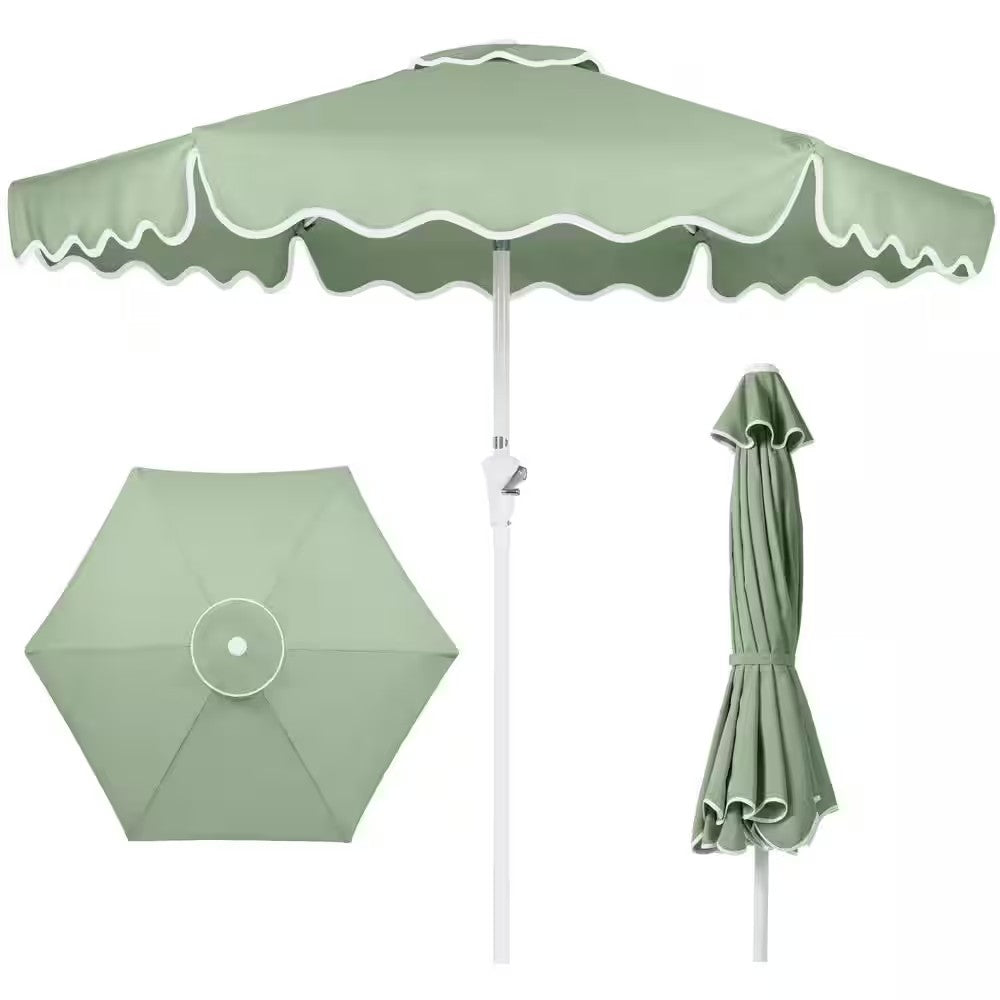 Best Choice Products 7.5 ft. Steel Market Patio Umbrella in Sage Green -F3-1975