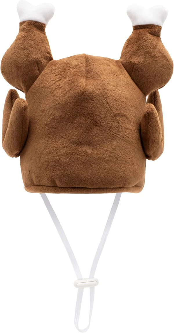 THE WORTHY DOG Turkey Trot Hat Dog Toy   2-in-1 Dress-Up Pet Hat & Crinkle Toy with Removable Elastic Strap, Durable Oxford Nylon - Brown, Small - L10 - 1657