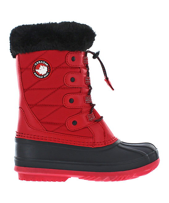 Red & Black Ally Duck Boots - Girls Size 4M - C12 - 623