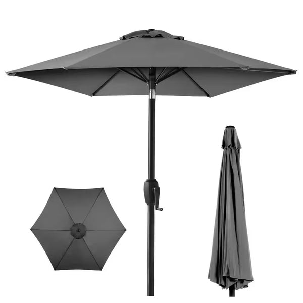 Gray 7.5 ft. Outdoor Market Patio Umbrella with Crank and Tilt -L14-1925