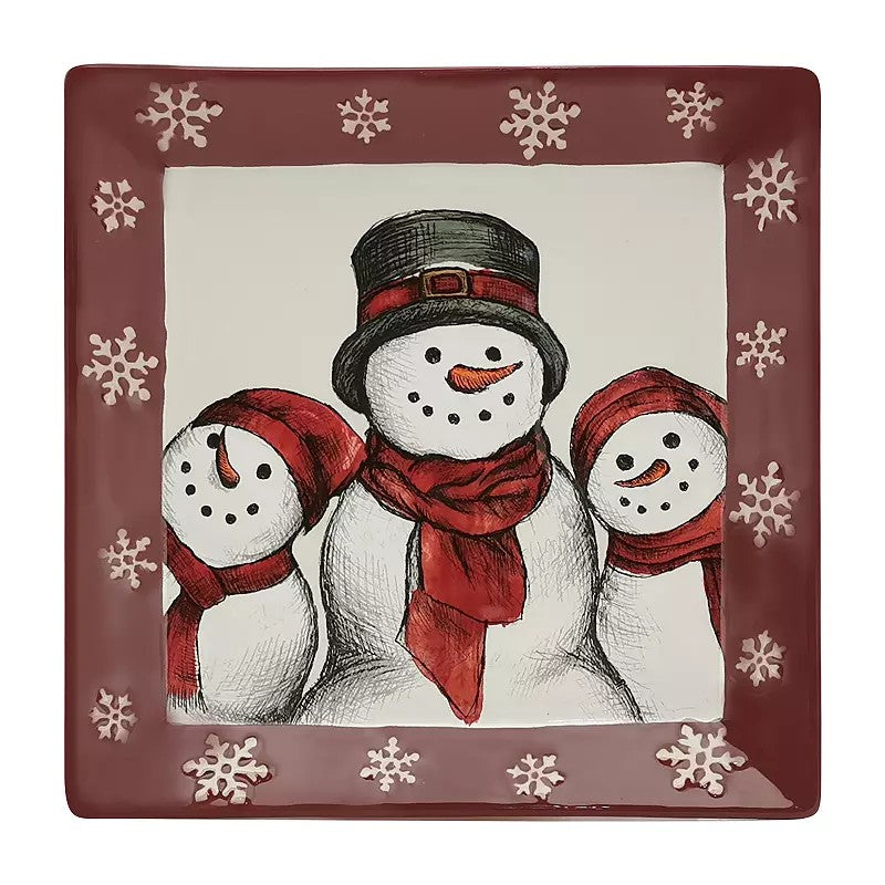 5 pic set St. Nicholas Square Yuletide Square Dinner Plate, Rhubarb -B9-1239
