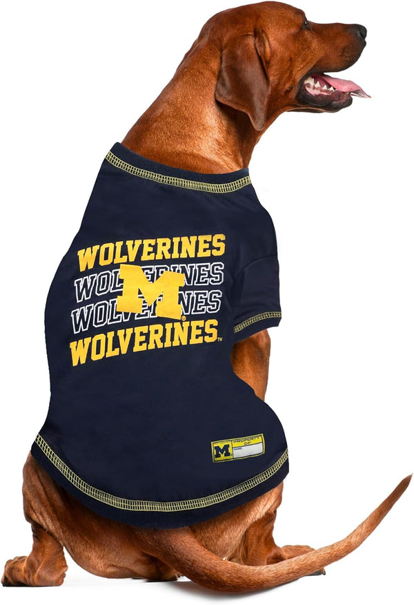 Pets First NCAA Michigan Wolverines Graphic Dog Tshirt, Licensed Sporty Dog Shirt with Team Name and Logo, Cool Puppy Shirt, Size Large -J7-0232