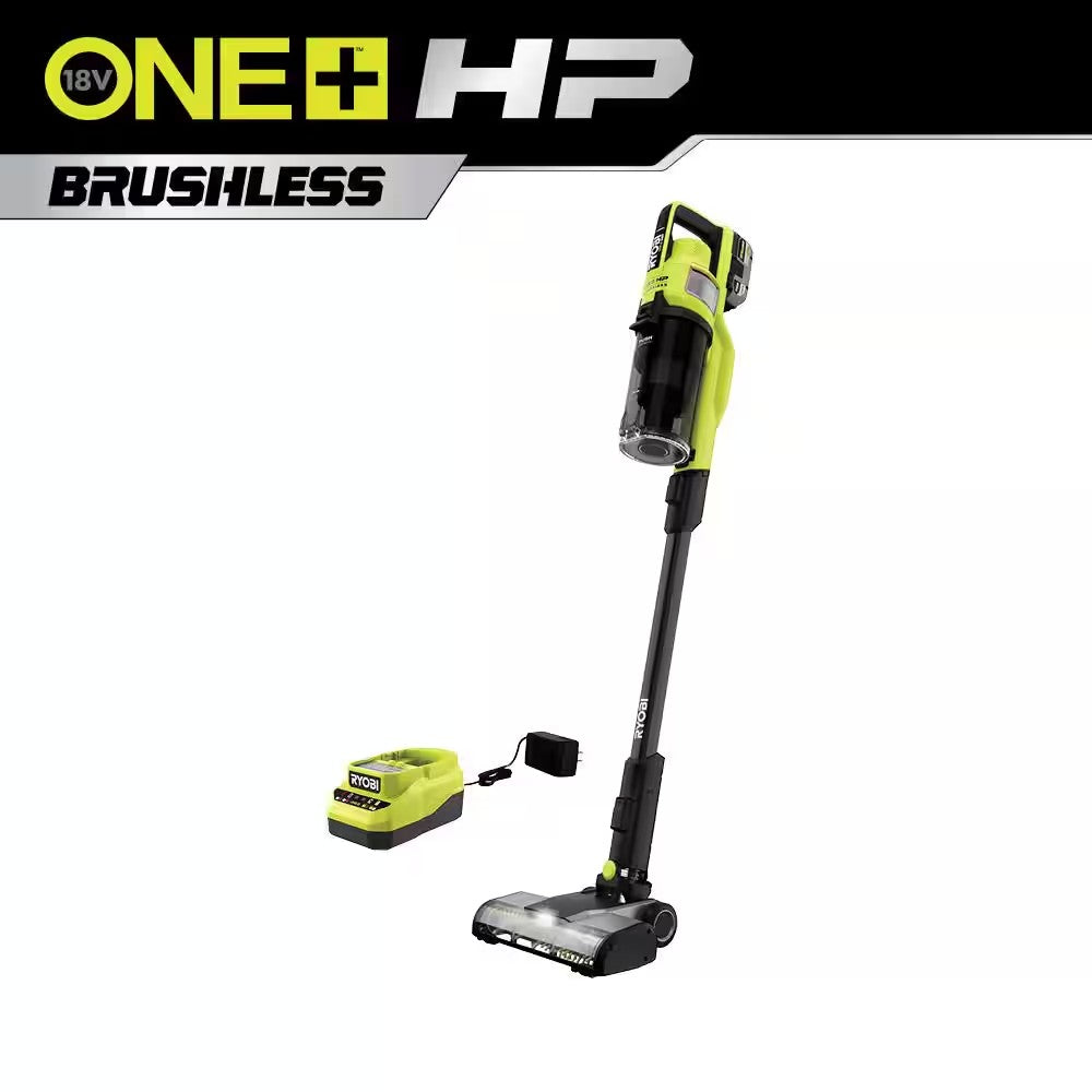 RYOBI ONE+ HP 18V Cordless Pet Stick Vacuum Cleaner Kit with 4.0 Ah HIGH PERFORMANCE Battery and Charger 1077