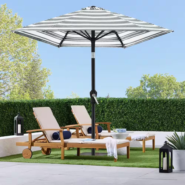 10 ft. Steel Market Tilt and Crank Patio Umbrella in Black Stripe 1809