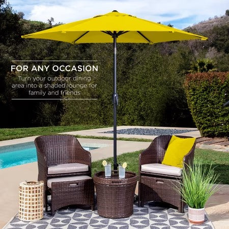 Best Choice Products 7.5ft Heavy-Duty Outdoor Market Patio Umbrella w/ Push Button Tilt, Easy Crank - Yellow -F3-1973
