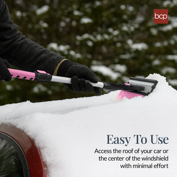 Best Choice Products 39 Extendable Snow Brush with Squeegee Ice Scraper Auto Snow Brush Auto Ice Scraper - Pink - K8 - 1596