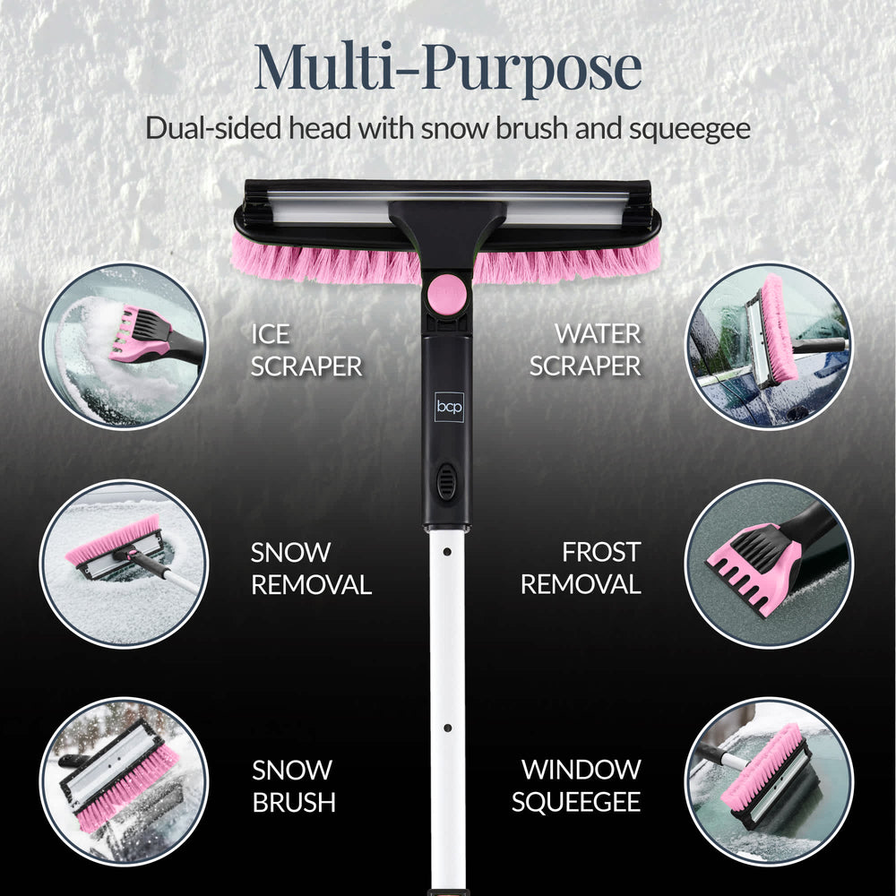Best Choice Products 39 Extendable Snow Brush with Squeegee Ice Scraper Auto Snow Brush Auto Ice Scraper - Pink - K8 - 1596