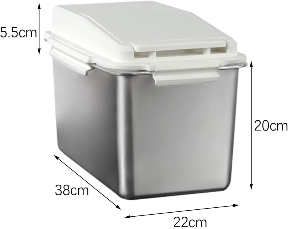 Generic Pet Food Storage Box, Grain Storage Container for Grain Flour, Leak Stainless Steel Flour Container with Large Capacity for, White for 10KG - J4 - 1988