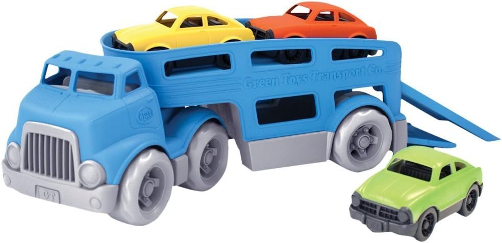 Green Toys Car Carrier, Blue - Pretend Play, Motor Skills, Kids Toy Vehicle. No BPA, phthalates, PVC. Dishwasher Safe, Recycled Plastic, Made in USA. 1462
